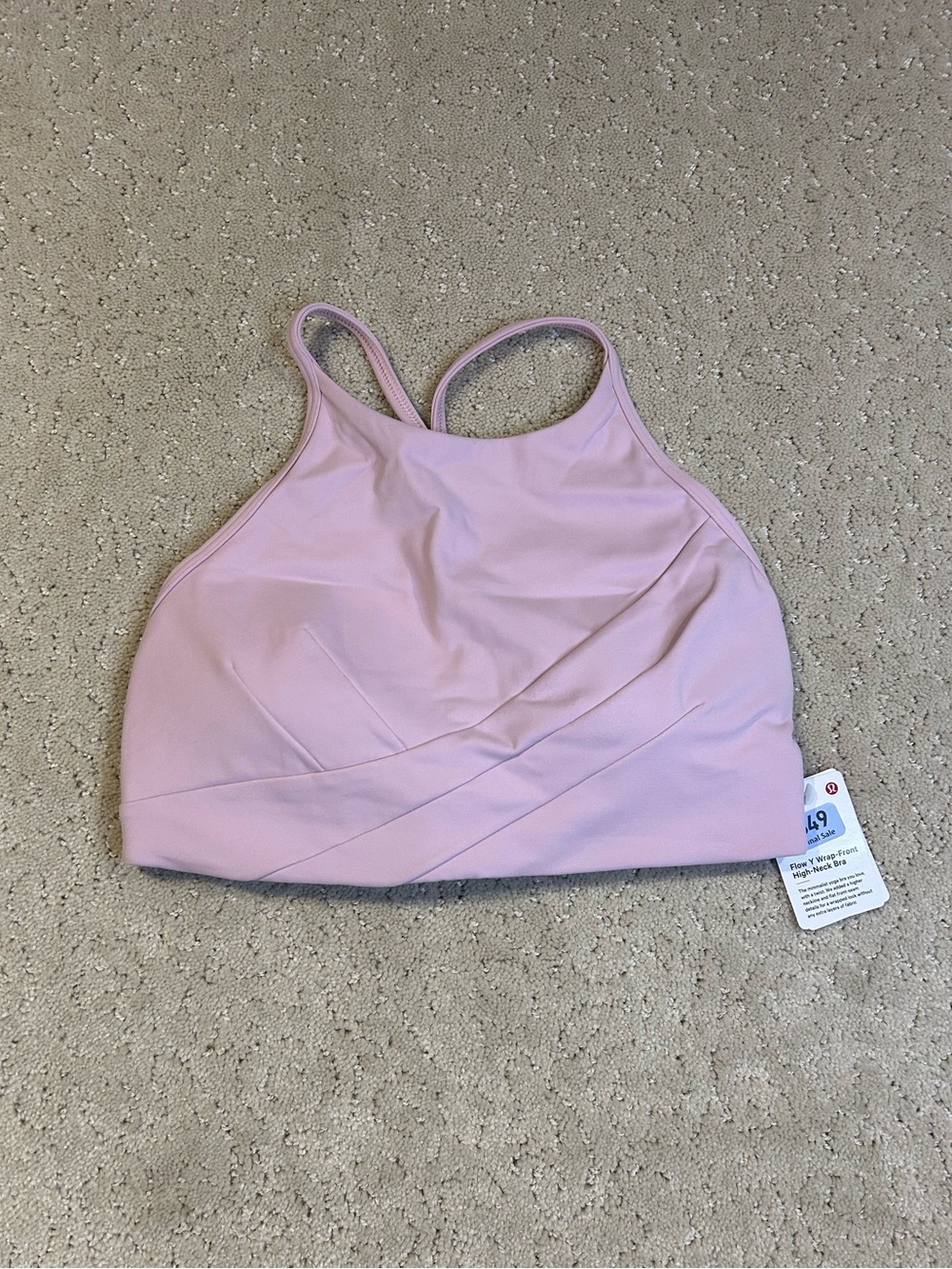 NWT Lululemon Flow Y Wrap-Front High-Neck Bra in Size 6 Pink Peony PKPI